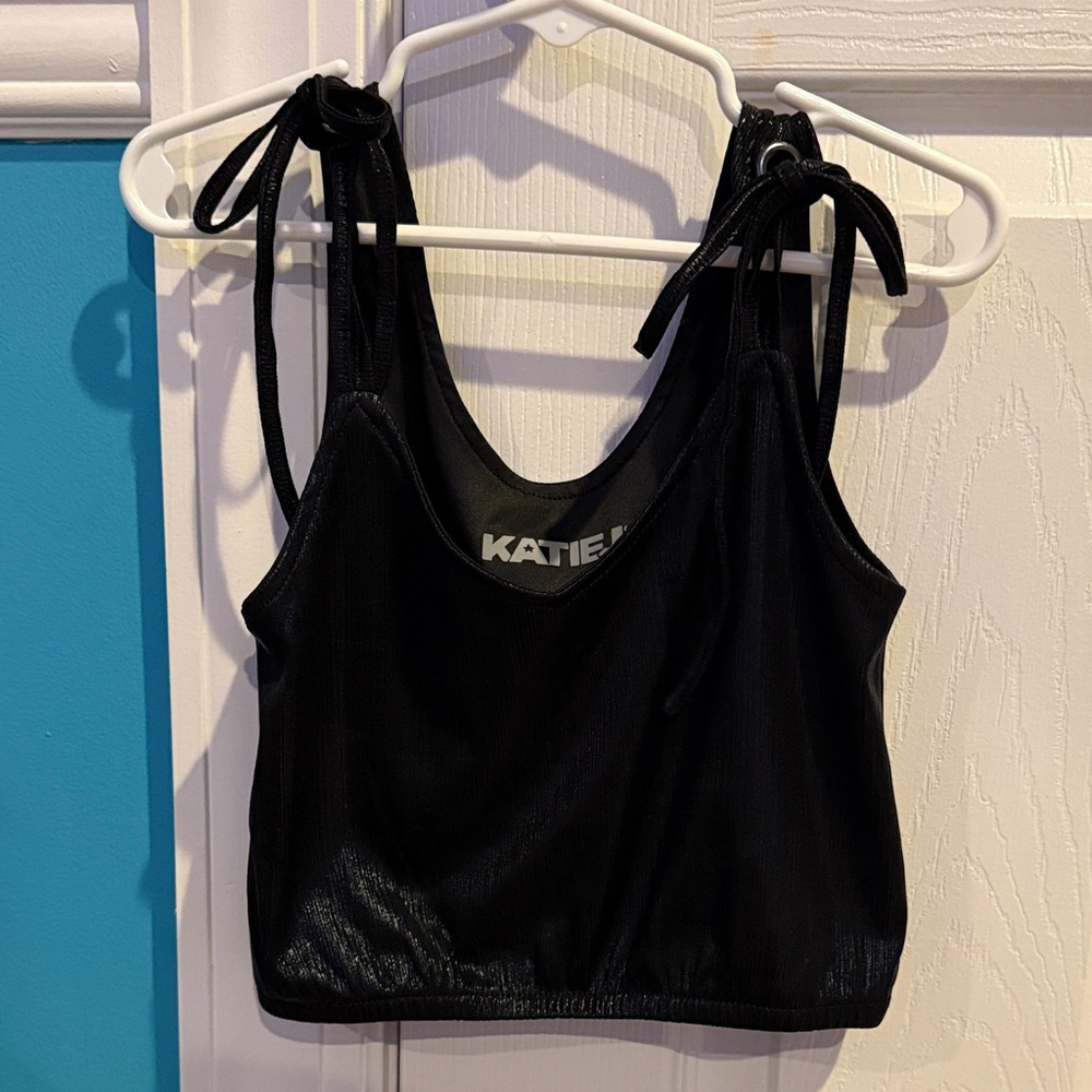 Katie j NYC metallic black Allison tank. Tween Size S